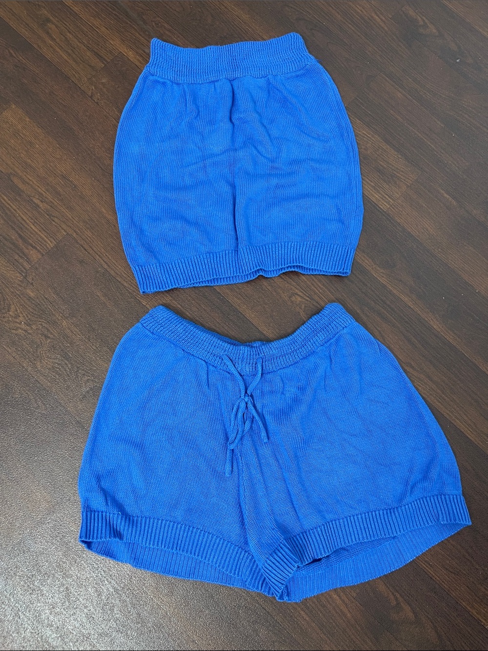 Amazon Bright Blue Knit Women's Shorts Set